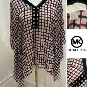 MICHAEL Michael Kors Black and Red Grid Blouse